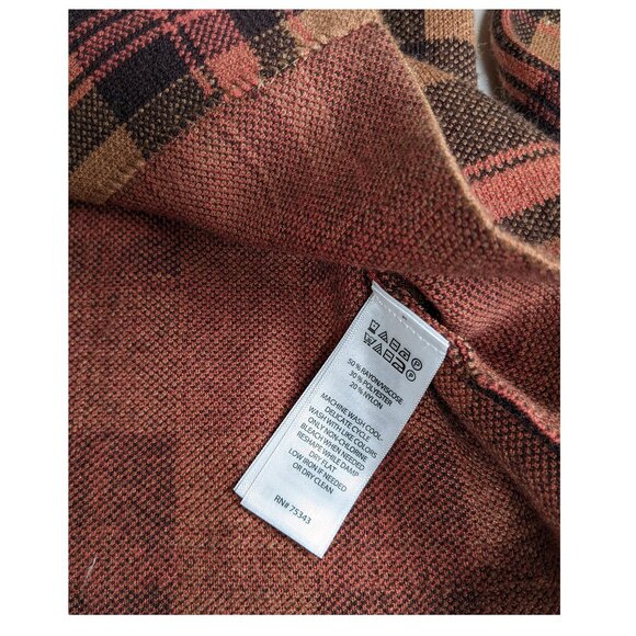 TAHARI Burnt Orange Plaid Semi Crop Cropped Sweater Blazer Jacket Wm Sz S NWOT - Picture 8 of 8